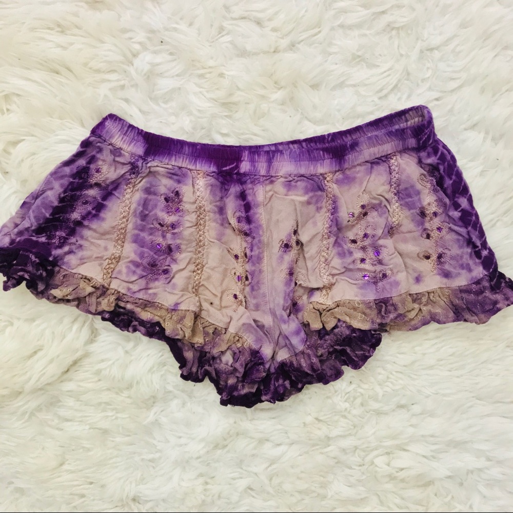 RAGA Purple Tie Dye Festival Shorts - Picture 2 of 7